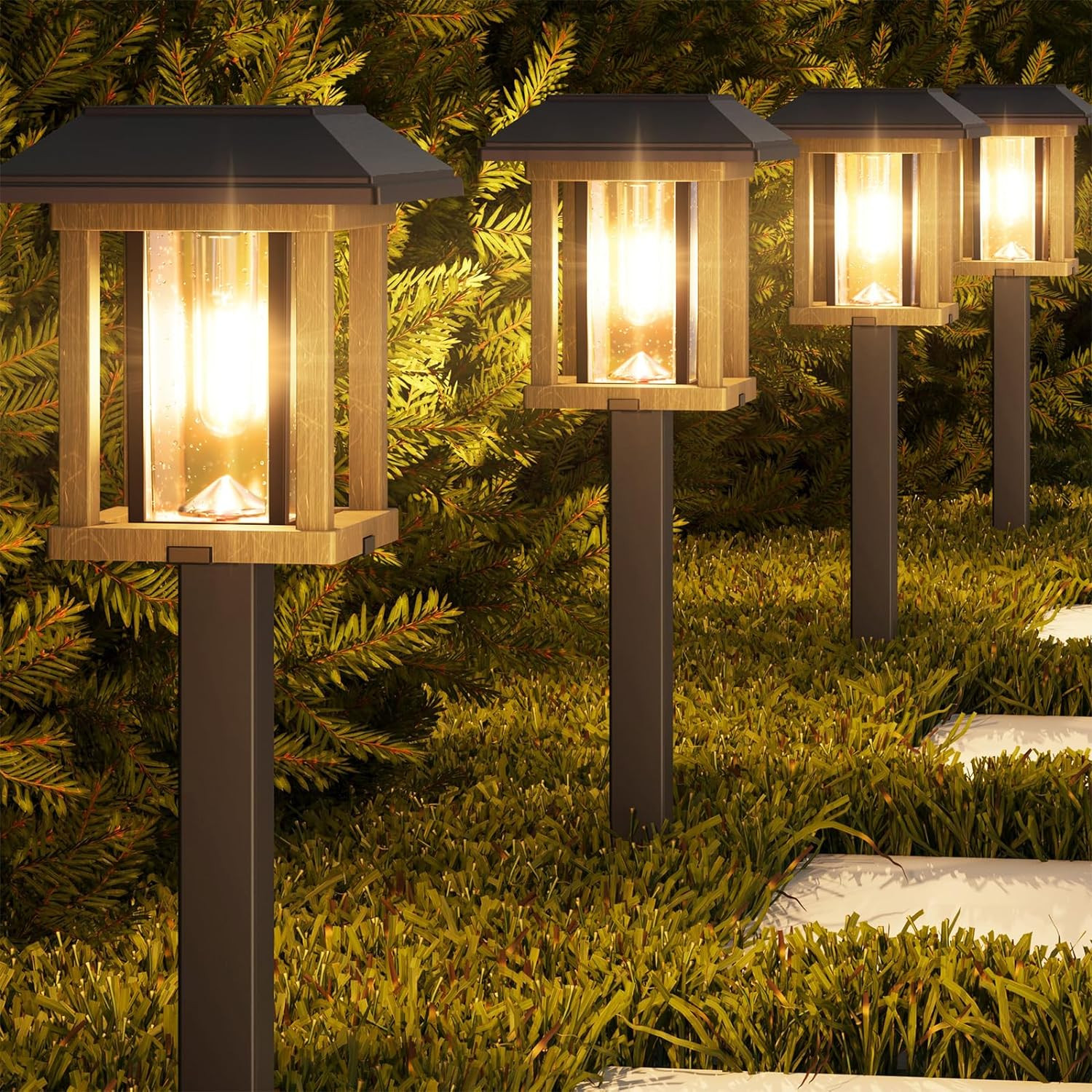 Solar Lights Outdoor, 25 LM LED Lights Garden Lights with Seed Glass Metal, 2-To gallery
