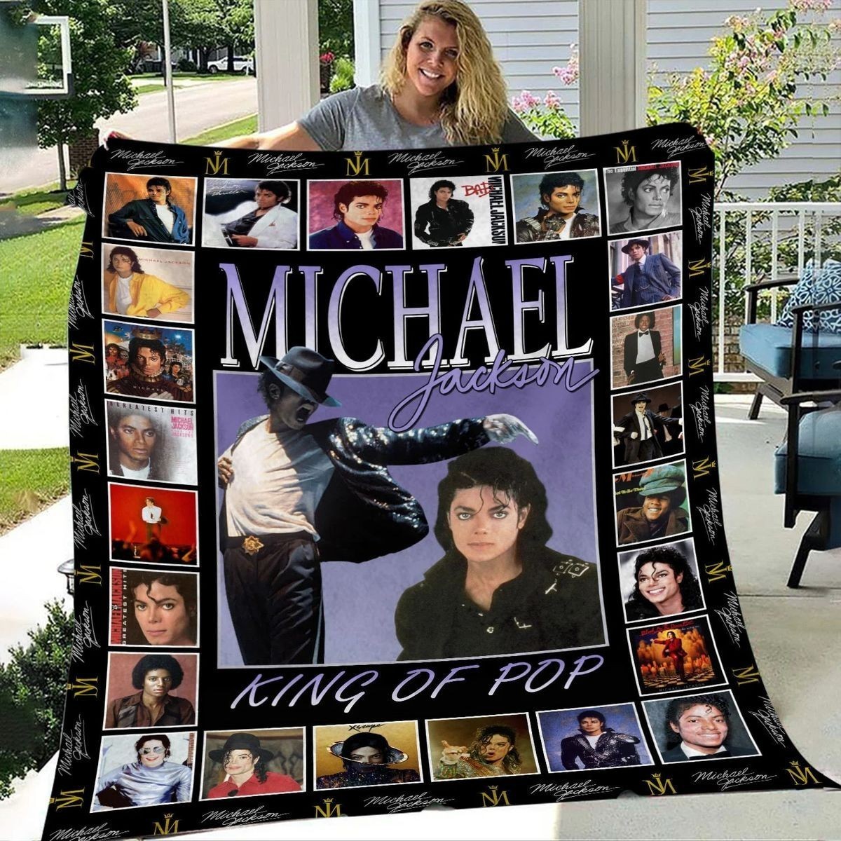 Retro Dance Icon Pop Music Portrait Style Warm Flannel Blanket Throw gallery