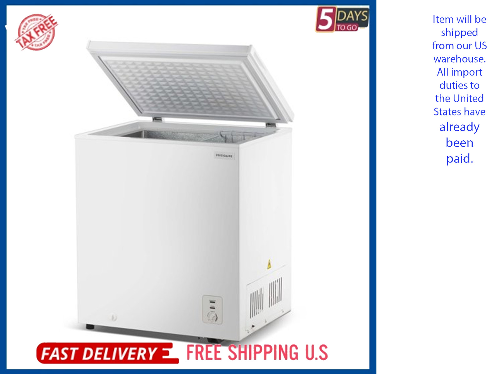Frigidaire 5.0 Cu. ft. Garage Ready Chest Freezer, Compact Deep Freezer gallery