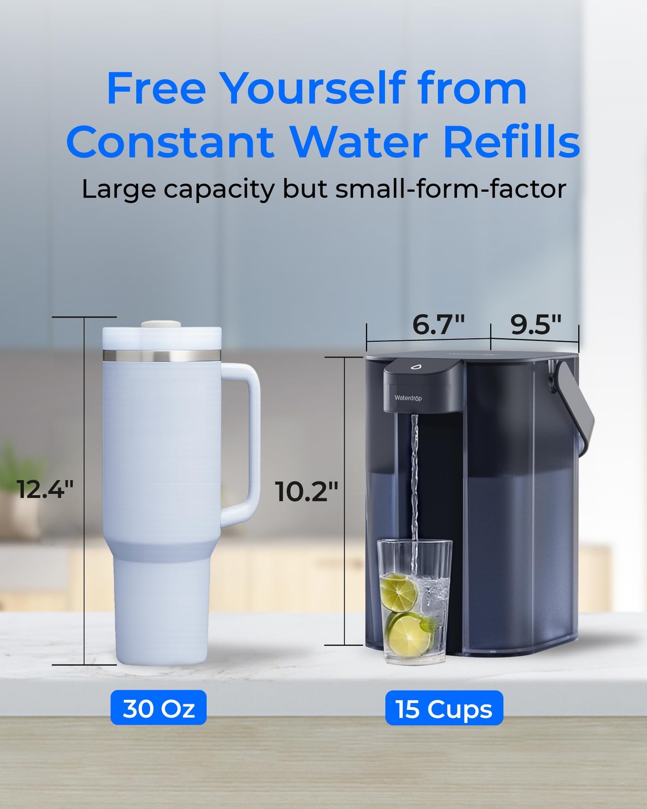 Filter Water Pitcher Alkaline 15 Cup Rechargeable Countertop Waterdrop Electric gallery