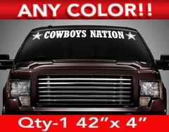 DALLAS COWBOYS NATION WINDSHIELD DECAL STICKER 42″w x4″h ANY 1 COLOR