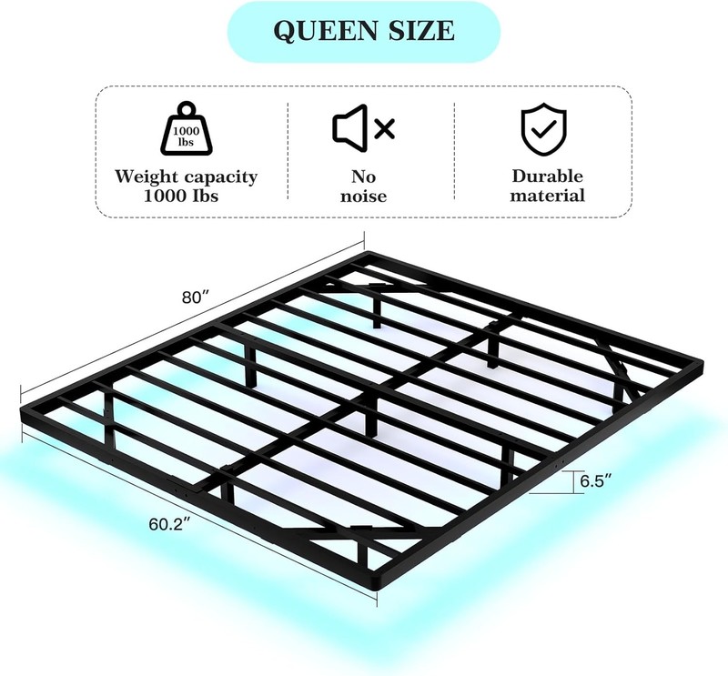 Floating Bed Frame Queen Size Queen Bed Frame W/ Smart LED Lights Heavy Duty gallery
