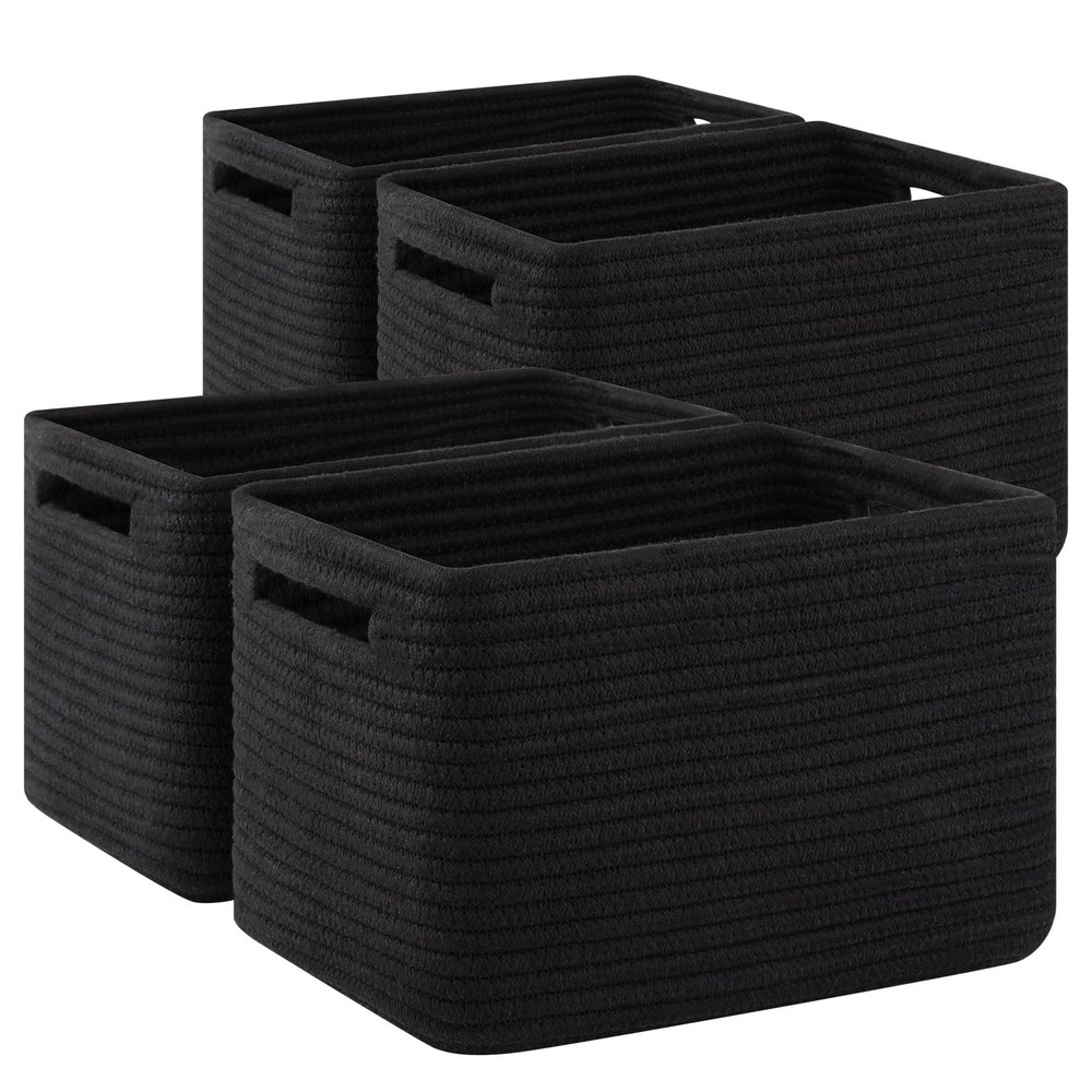 Woven Storage Basket Set, 4 Pack Sturdy Organizer Bins for Nursery & Shelves