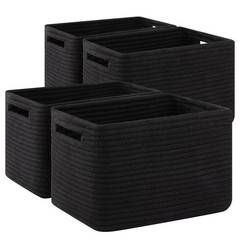 Woven Storage Basket Set, 4 Pack Sturdy Organizer Bins for Nursery & Shelves