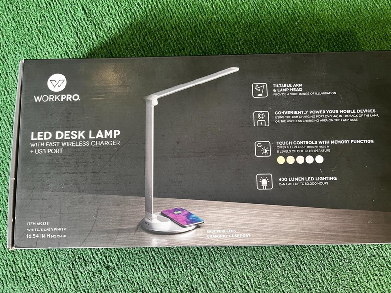 W2) WorkPro LED USB Desk Lamp with Wireless Charger 16.54 "H Silver/White Finish gallery