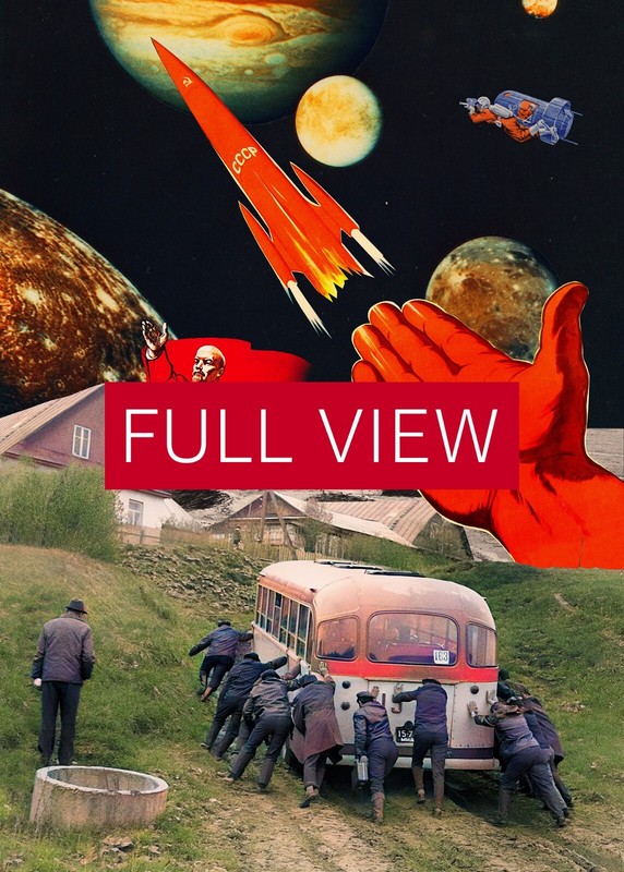 Soviet space race, 1960s collage — space vintage retro collage art gallery