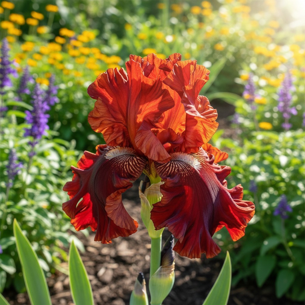 50 Red Bearded Iris Flower Seeds – Deep Burgundy Ruffled Blooms gallery