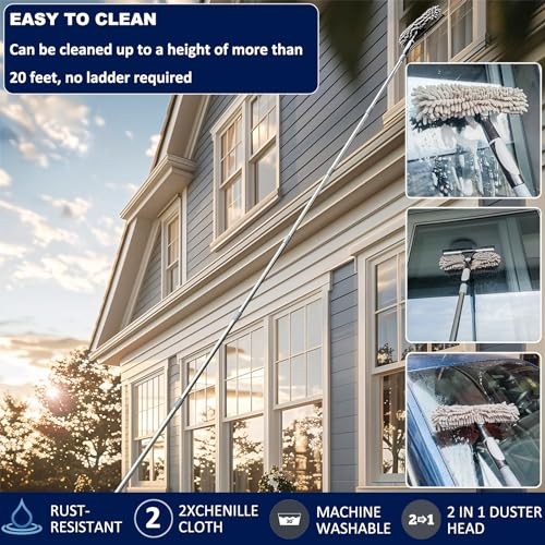 4 Pack 20+ Feet High Reach Dusting Kit with 3-14 ft Spliceable Pole - 2 in 1 gallery