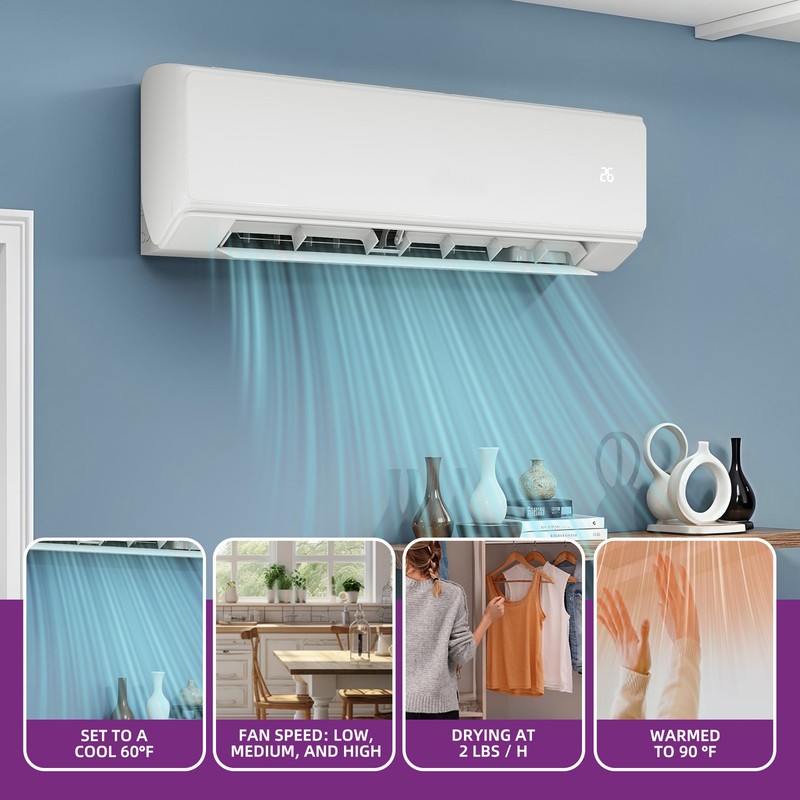 Mini Split Air Conditioner 18,000 BTU Ductless Heat Pump 208-230V Power gallery