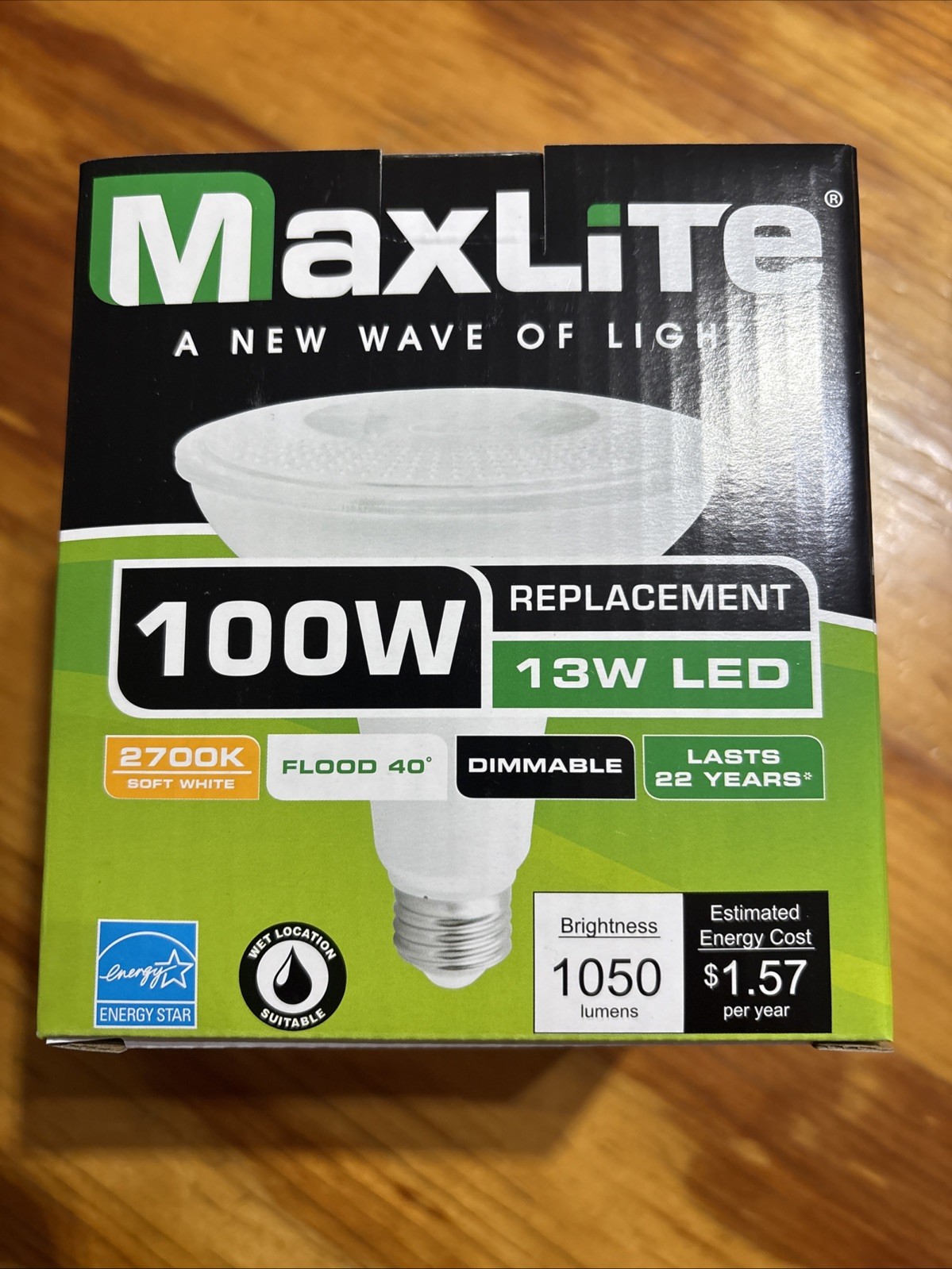 Maxlite LED Outdoor Flood Light Bulb, weatherproof 100 watt replacement 2700k gallery