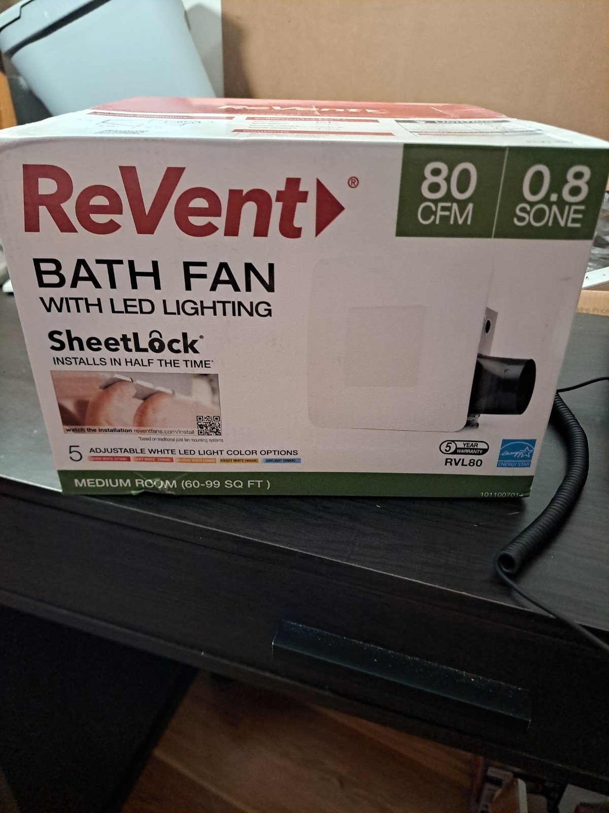 REVENT 80 CFM Ceiling/Wall Mount Roomside Installation Bathroom Exhaust Fan -NEW gallery