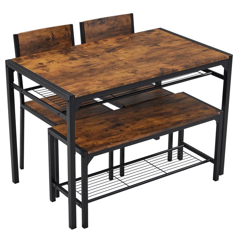 Dining Table Set for 4 Kitchen Table with 2 Chairs A Bench Bar Pub Apartment gallery