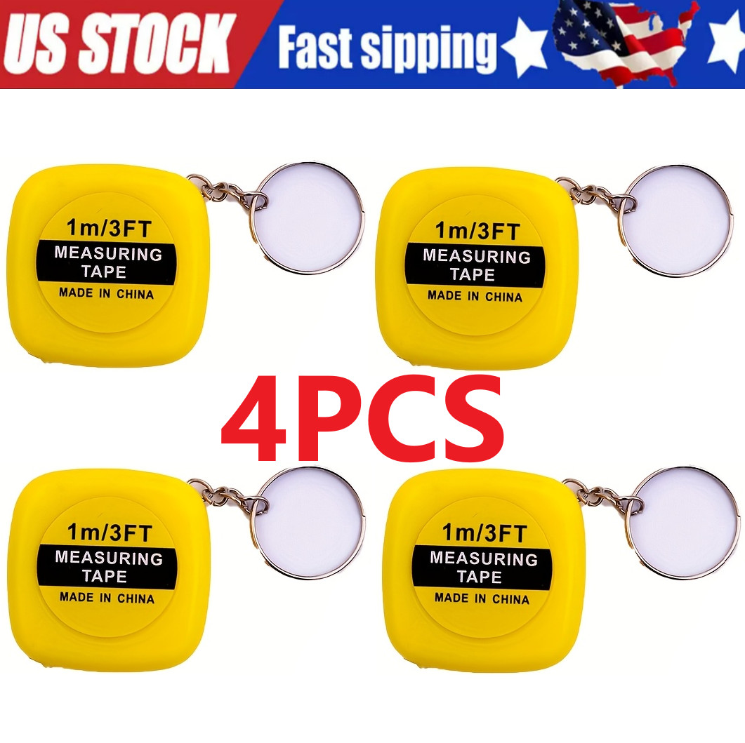 4PCS Retractable Ruler Tape Measure Mini Portable Pull Ruler Keychain 1m/3ft gallery