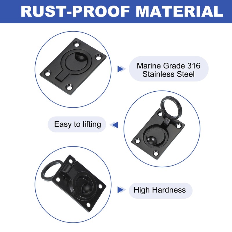 2-1/2"-1-3/4" Flush Pull Ring Handles Recessed Door Pull with Screw Black gallery