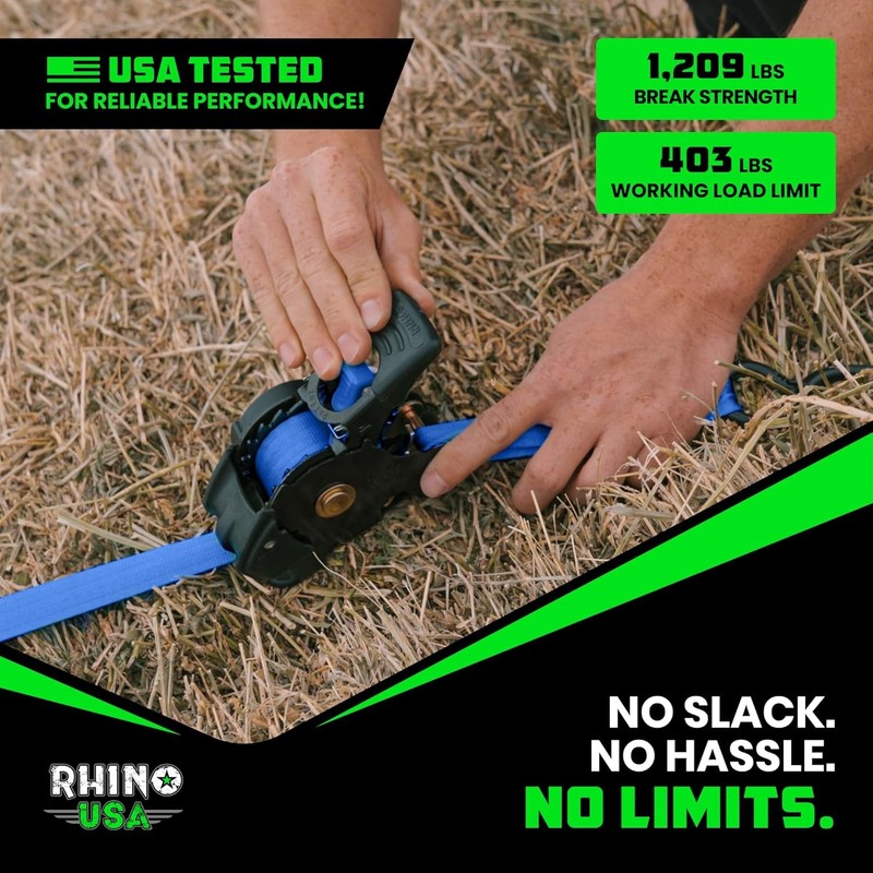Retractable Ratchet Straps (4-Pack) - 1 Inch x 10 Feet (1,209lb Break Strength) gallery