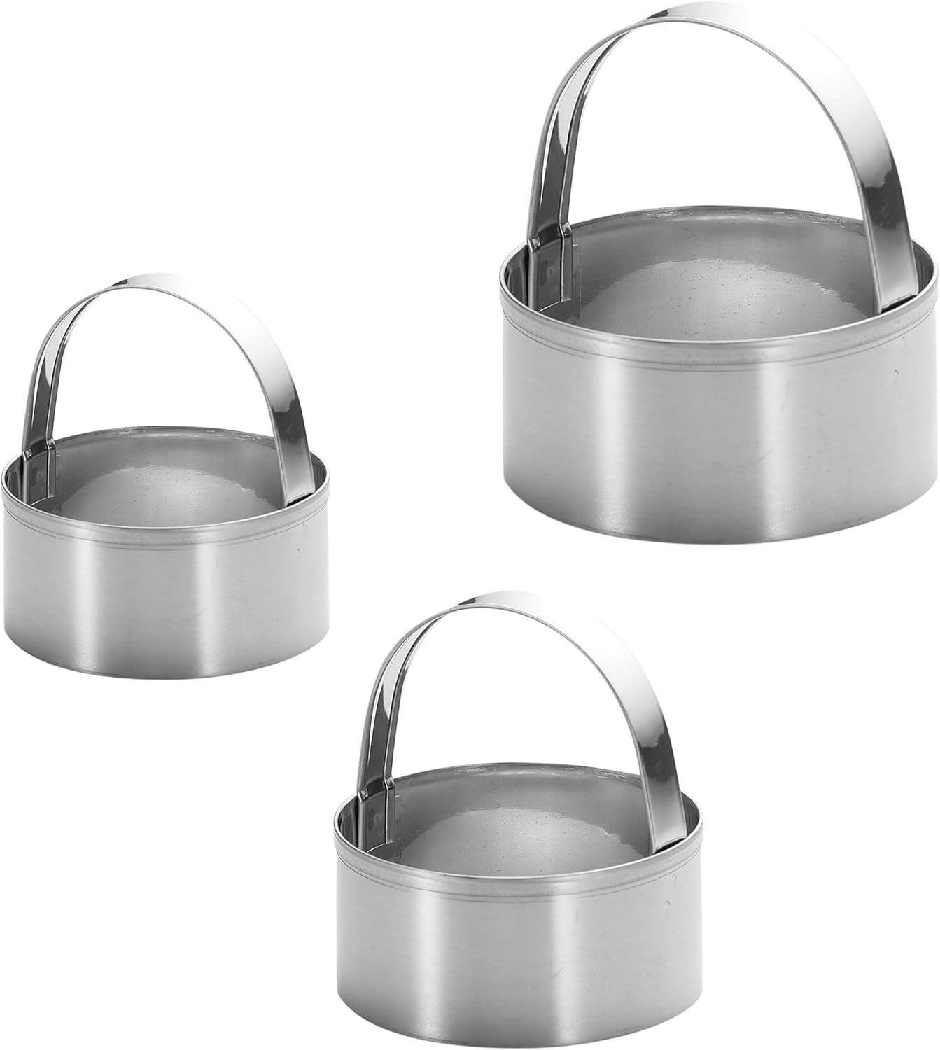 3 Pieces Round Biscuit Cutter with Handle - Stainless Steel Round Circle Doughnu gallery