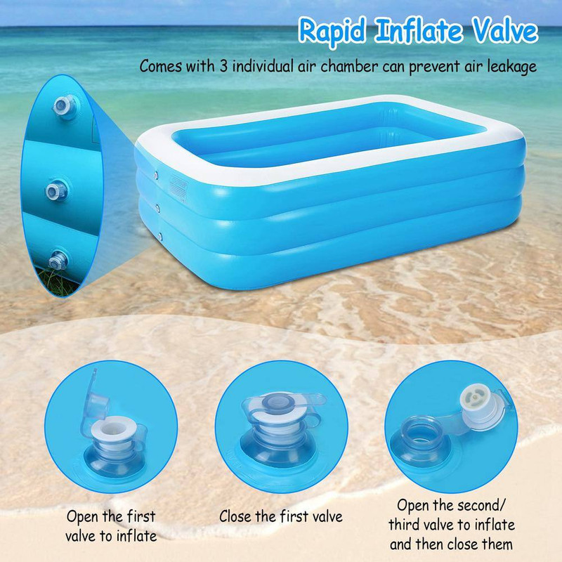 Blue 6 Ft. X 10 Ft. Rectangular 24 In. D Kiddie Pool Inflatable Swimming Pool gallery