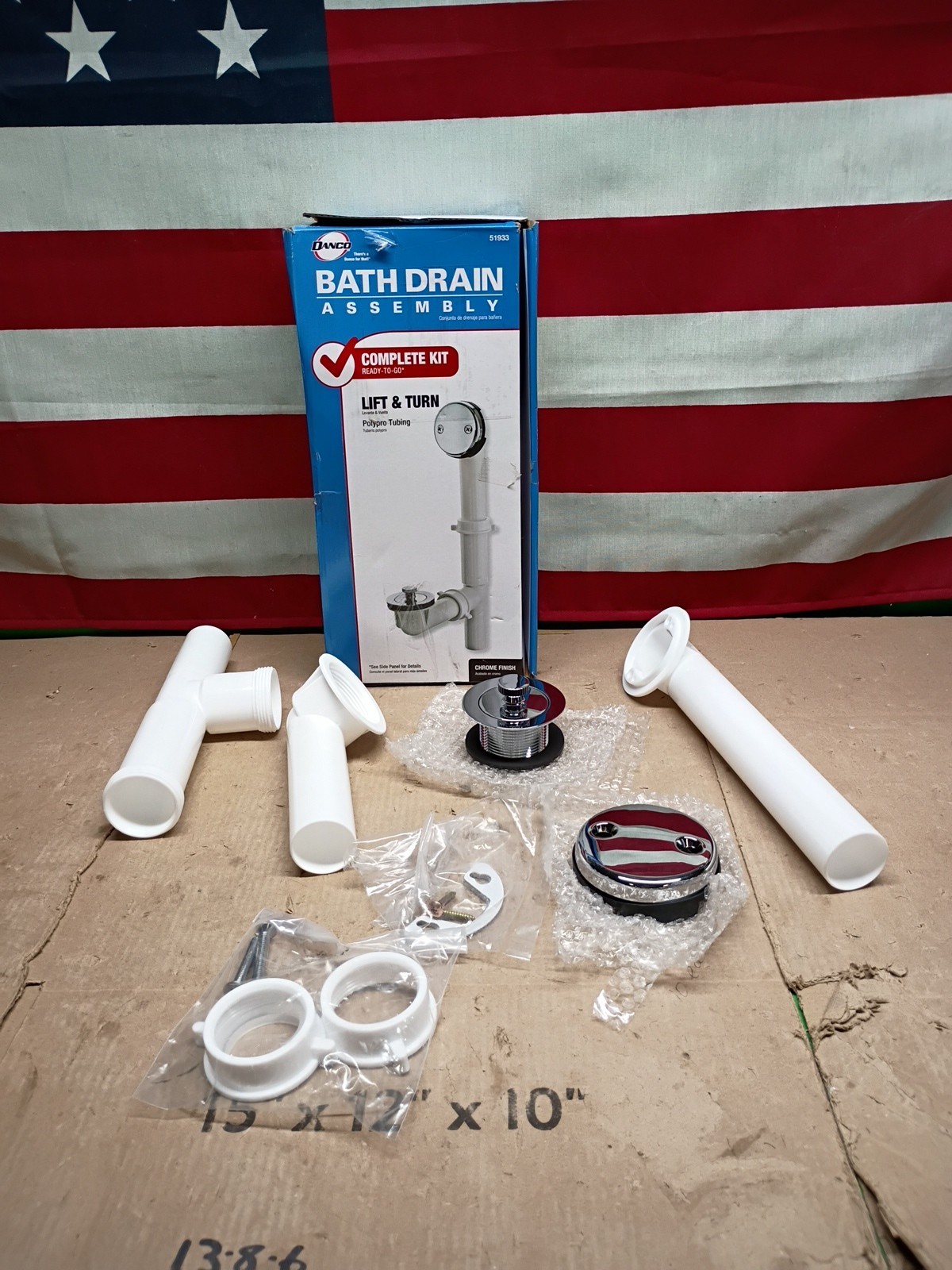 Danco 51933 Twist & Turn Tub Drain Kit, Chrome Finish gallery