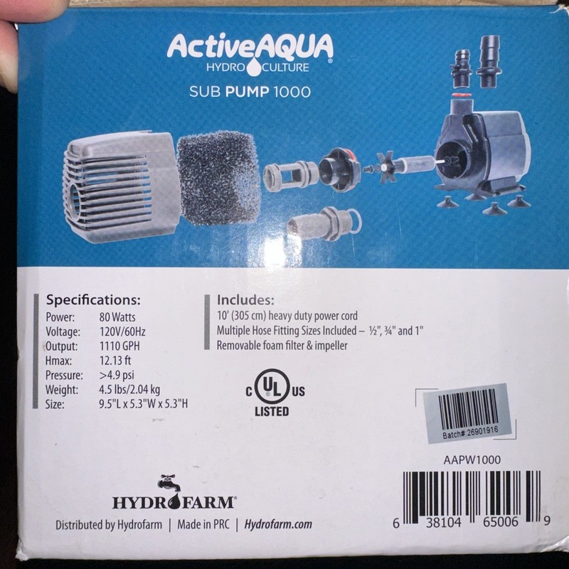 Active Aqua Submersible Pump 1000 - 1110 GPH H2O Powerful Magnetic Drive gallery