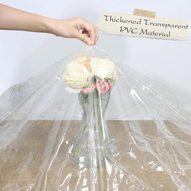 Aormenzy Clear Round Plastic Table Cover - Round Fitted Vinyl Tablecloth 60 Inch gallery