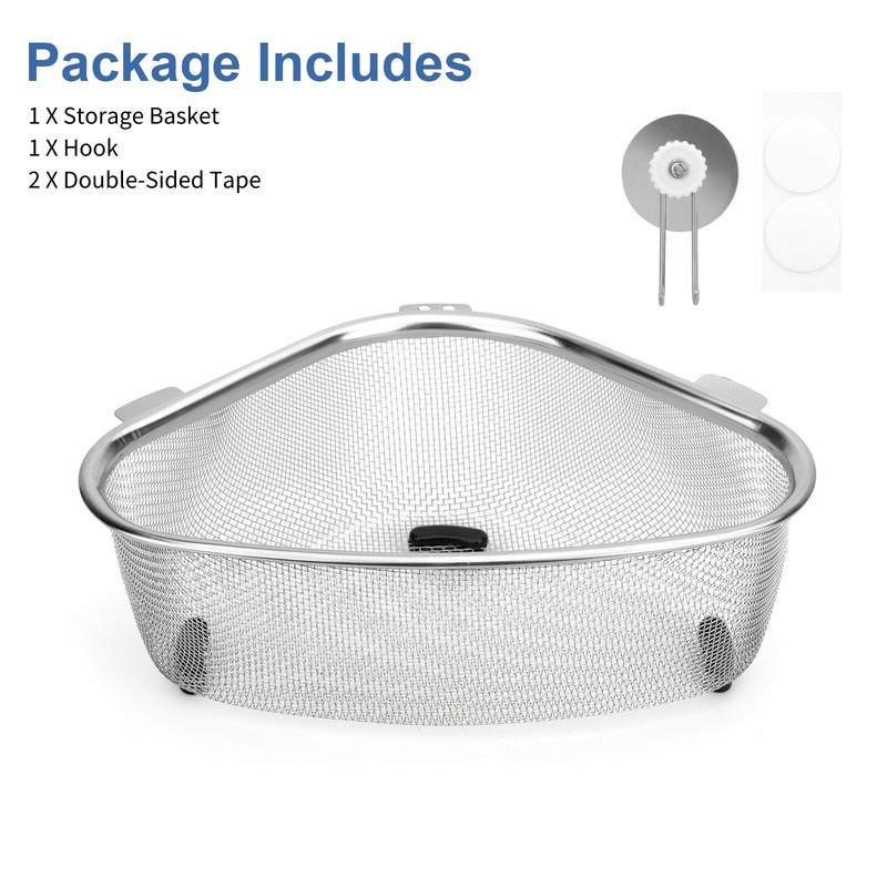 Kitchen Triangle Corner Sink Strainer, Stainless Steel Food Catcher Drain Basket gallery
