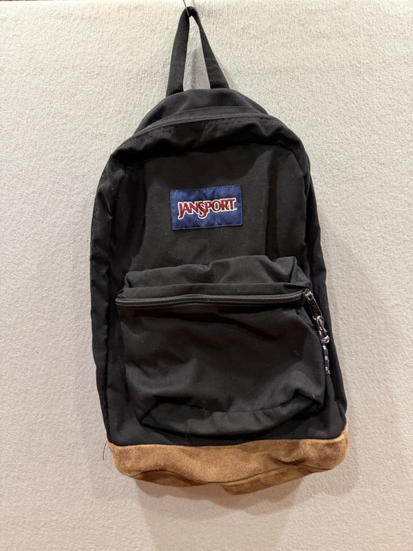 Vintage Jansport Backpack Black With Brown Suede Bottom
