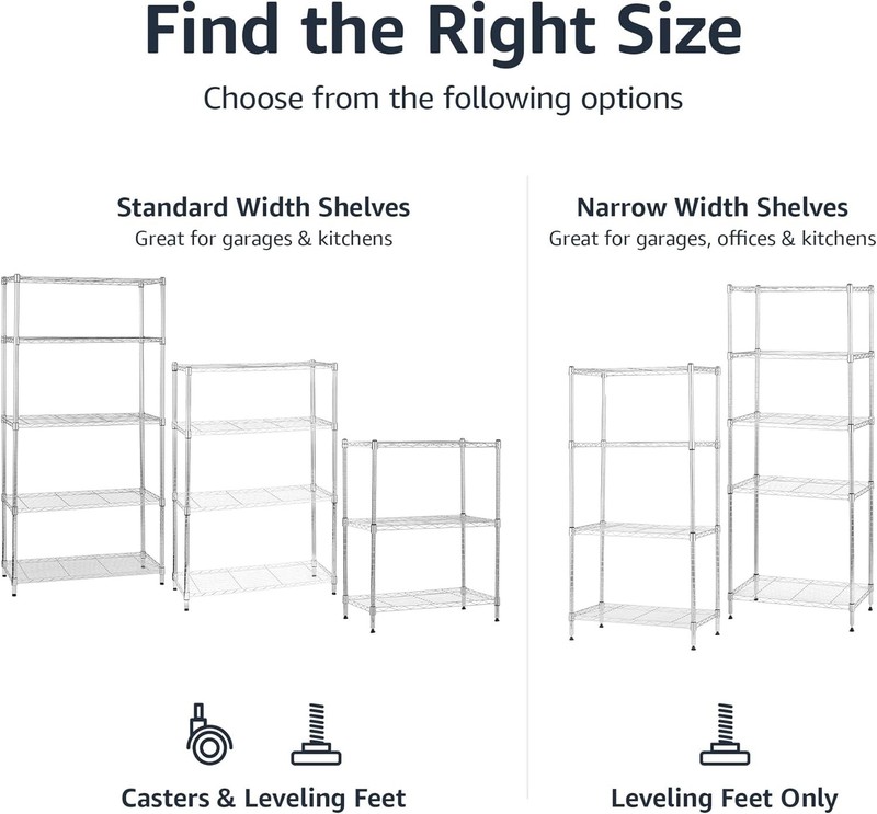 5-Shelf Adjustable Storage Shelving Unit for Garage, Steel Wire Rack, 200 Pound gallery
