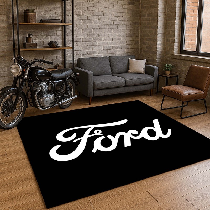 Vintage Ford Script Logo Garage Carpet, Man Cave Automotive Mat gallery