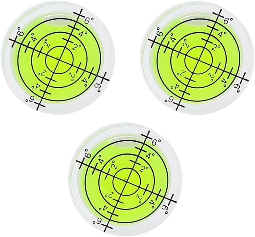 3Pcs Small Circular Bubble Levels 32x7mm Round Spirit 32x7mm, Yellow-green