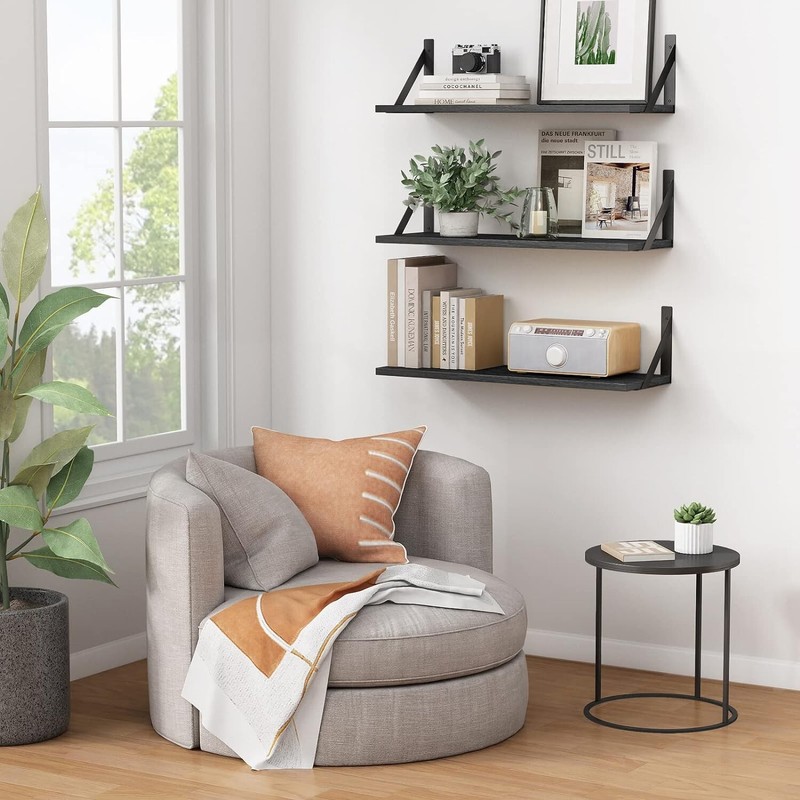 Space-Saving Floating Shelves - 24" Long Set of 3 - Bathroom Wall Storage gallery