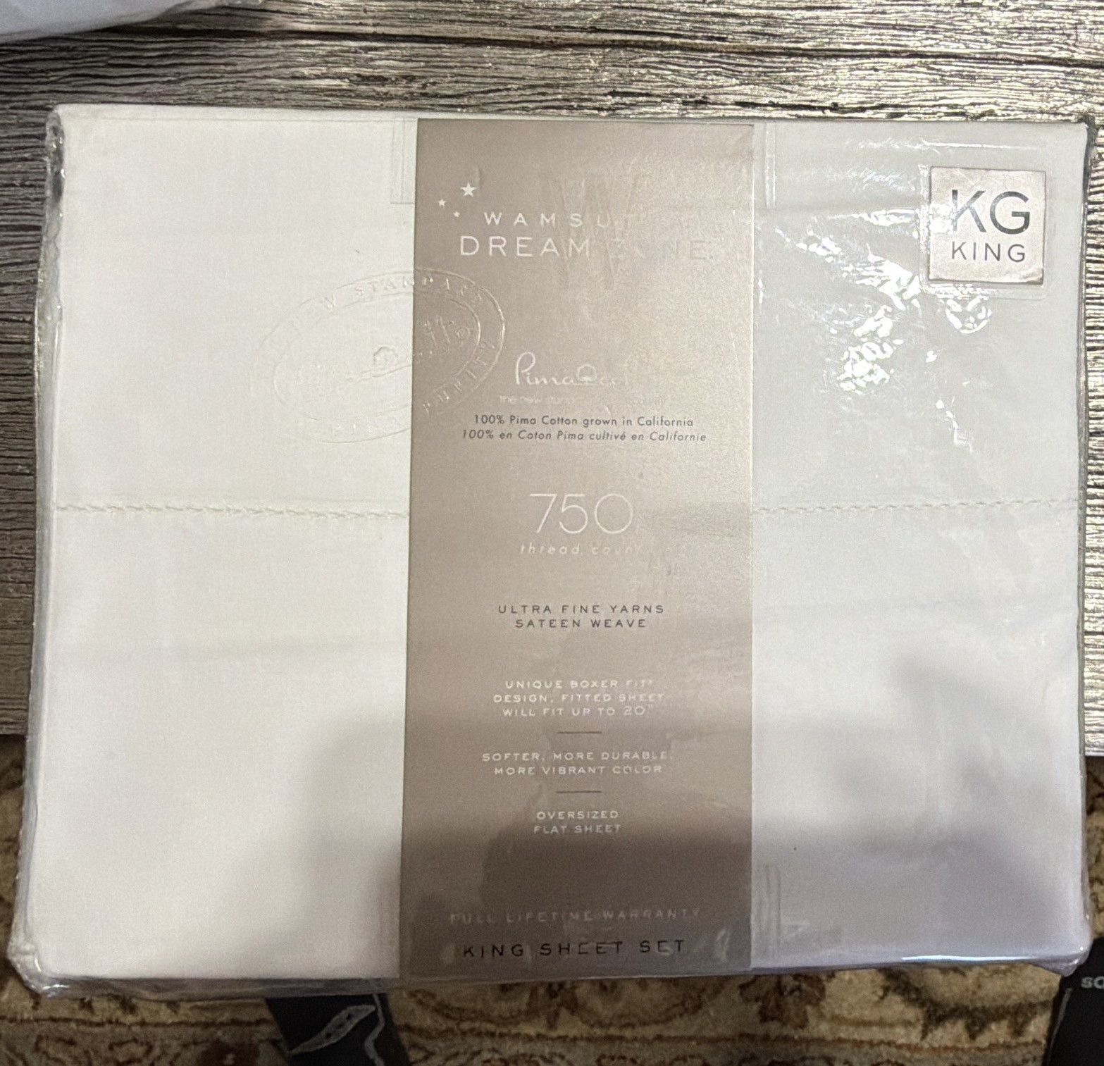 Wamsutta Dream Zone 750 Thread Count King White 100% Cotton Sateen Sheet Set gallery