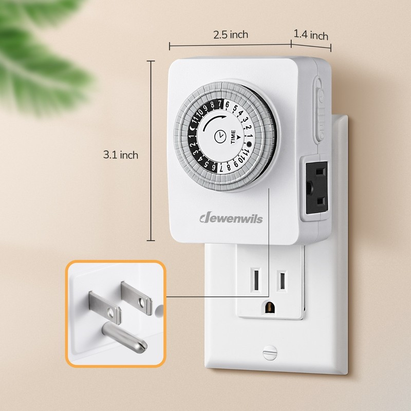 DEWENWILS Indoor Outlet Timer 2 Pack, 24Hr Programmable, 1875W,Grow Light & Lamp gallery