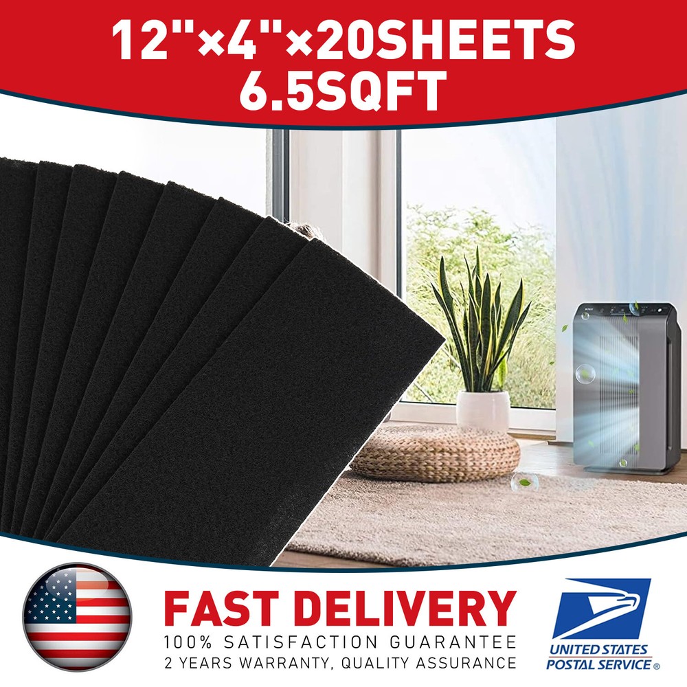 20pcs 4"x12"Universal Activated Carbon Air Vent Filters for Charcoal Vent Filter