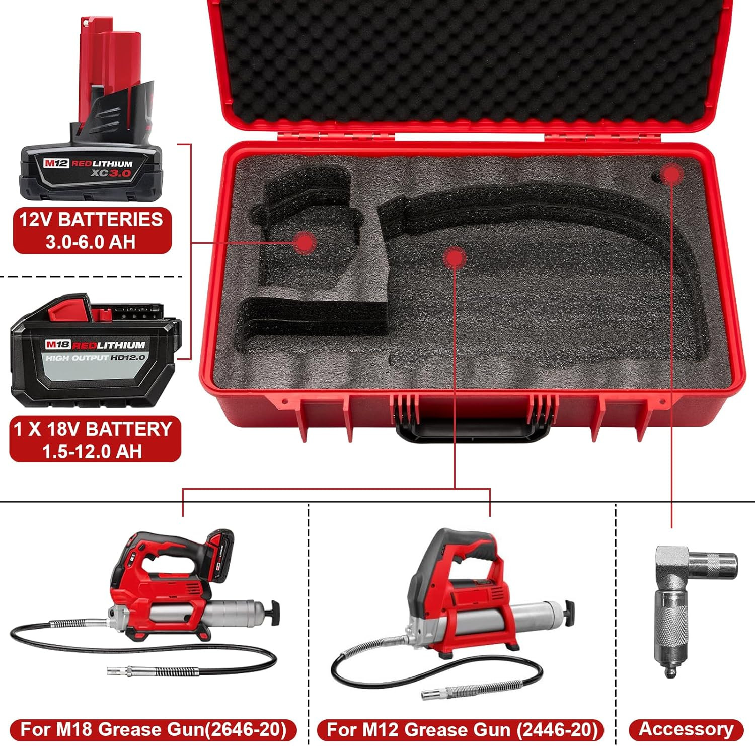Hard Shell Case for Milwaukee Grease Gun | Fits for M18(2646-20) / M12(2446-20) gallery