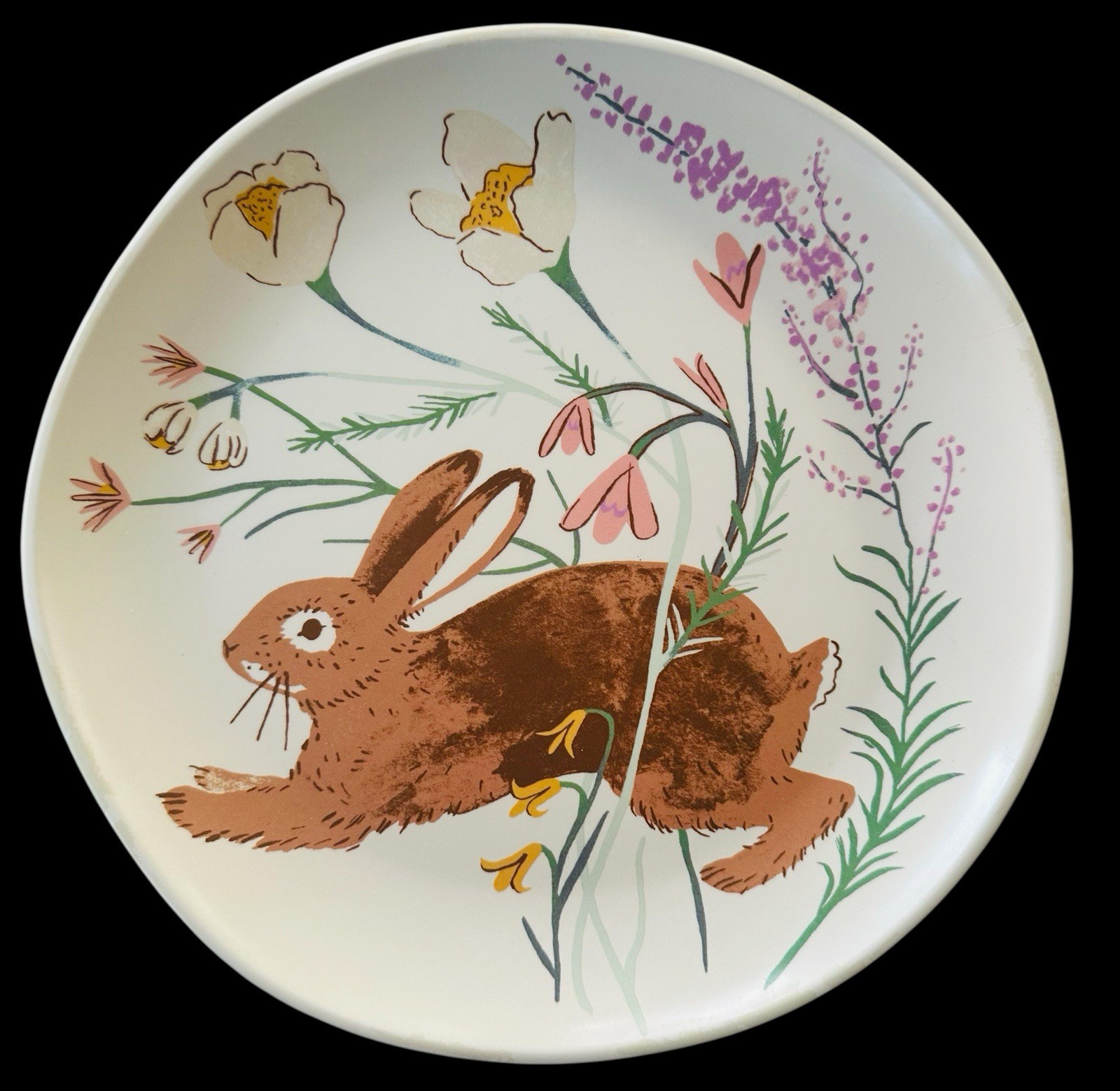 Threshold Melamine Bunny Rabbit Wildflowers Plate 8.75” Free Form Edges Set - 4 gallery