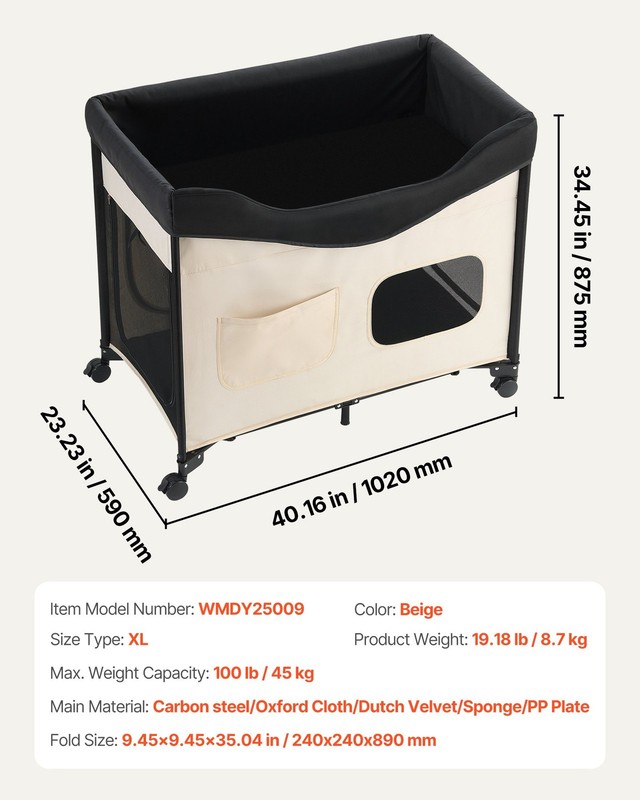 Elevated Lounge Pet Bed, Foldable Bunk Dog Bed with 600D Oxford Cloth and Dutch gallery