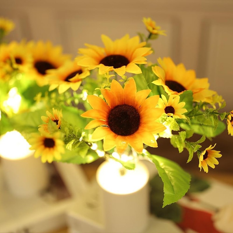 Sunflower Lamp Artificial LED Night Light Flower Table Lamp Battery Operated US gallery