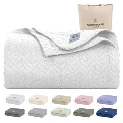 CLOUDSCAPE 100% Cotton Throw Blanket, Luxury Warm All Season Cozy Throw, 50″x…