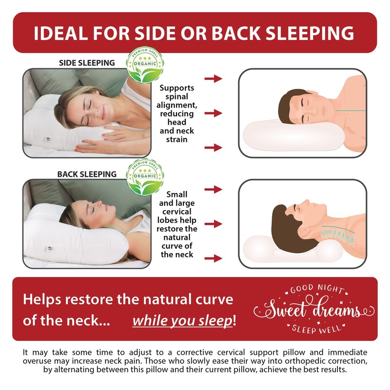 Core Products Tri-Core Natural Cervical Pillow w/ Premium Organic Cotton Shell gallery