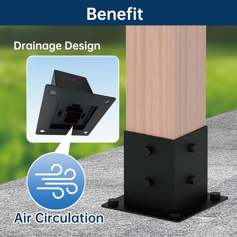Pergola Bracket Kit 4X4, Including 1 Wall Base, 1 105 ° 4-Way and 1 Bases, 1 Set gallery