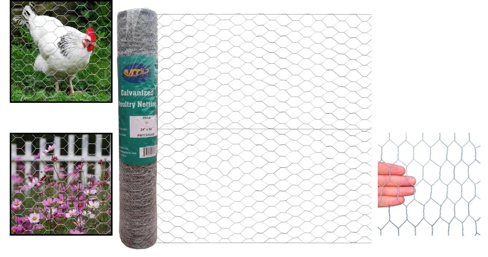 20GA Galvanized Hexagonal Poultry Netting - 24" x 50" for Gardens & Livestock gallery