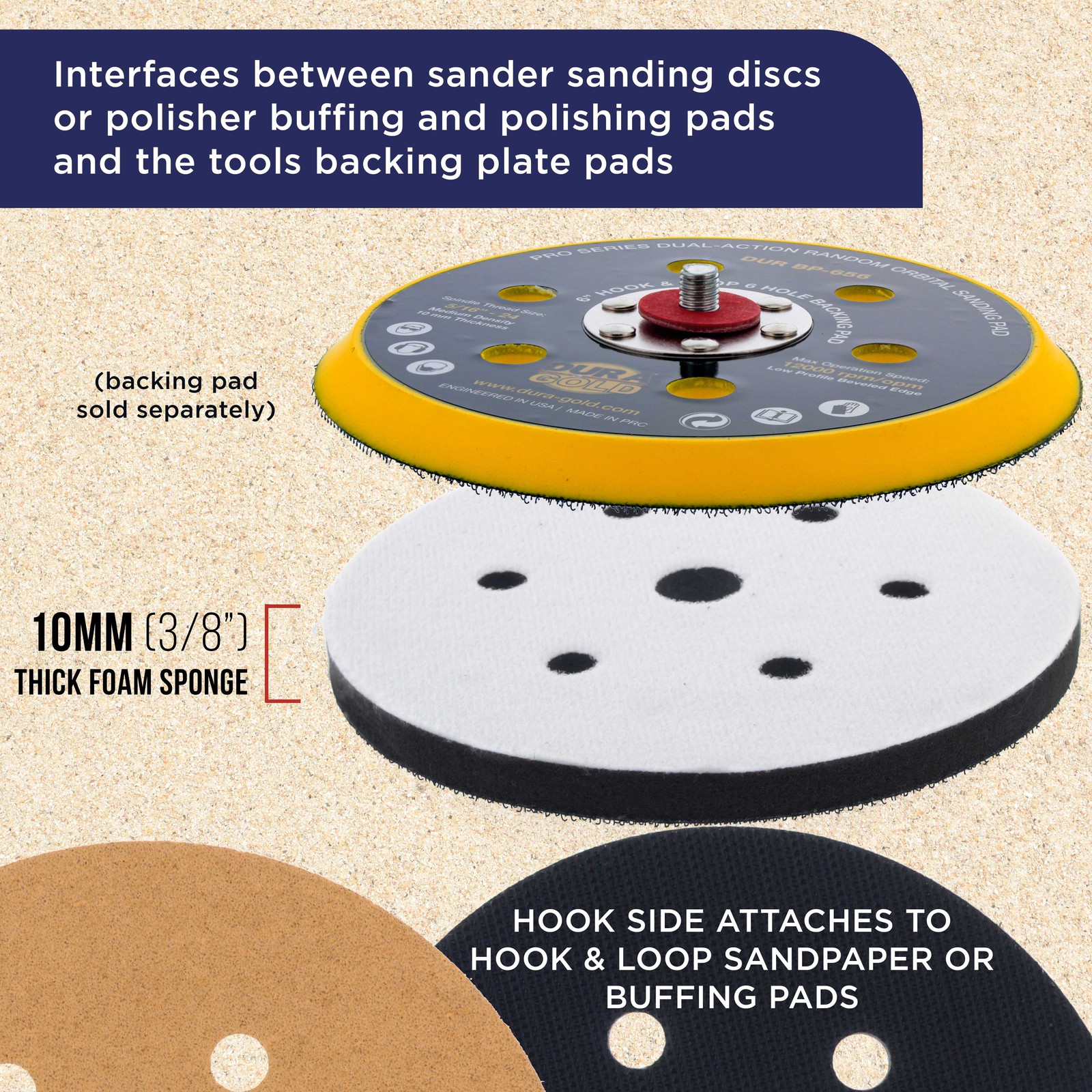 6" x 7/16" 10mm Thick Soft Density Interface Pad for DA Polishers, Sanders Discs gallery