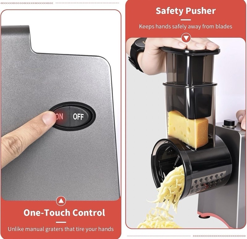 250W Electric Cheese Grater & Vegetable Slicer 7-in-1 Food Shredder Machine. NEW gallery