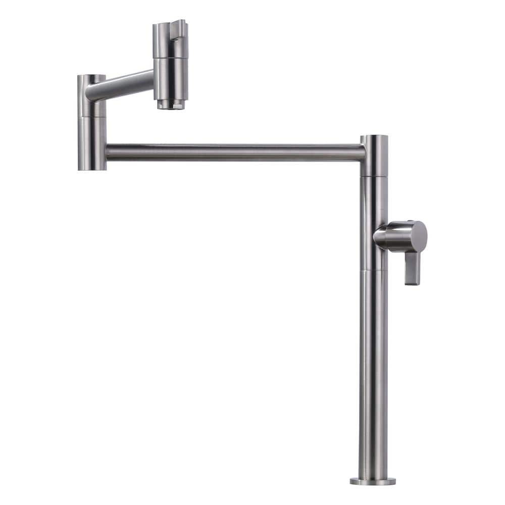 Solid Brass Deck Mount Pot Filler Faucet, Pot Filler with Stretchable Double Joi gallery