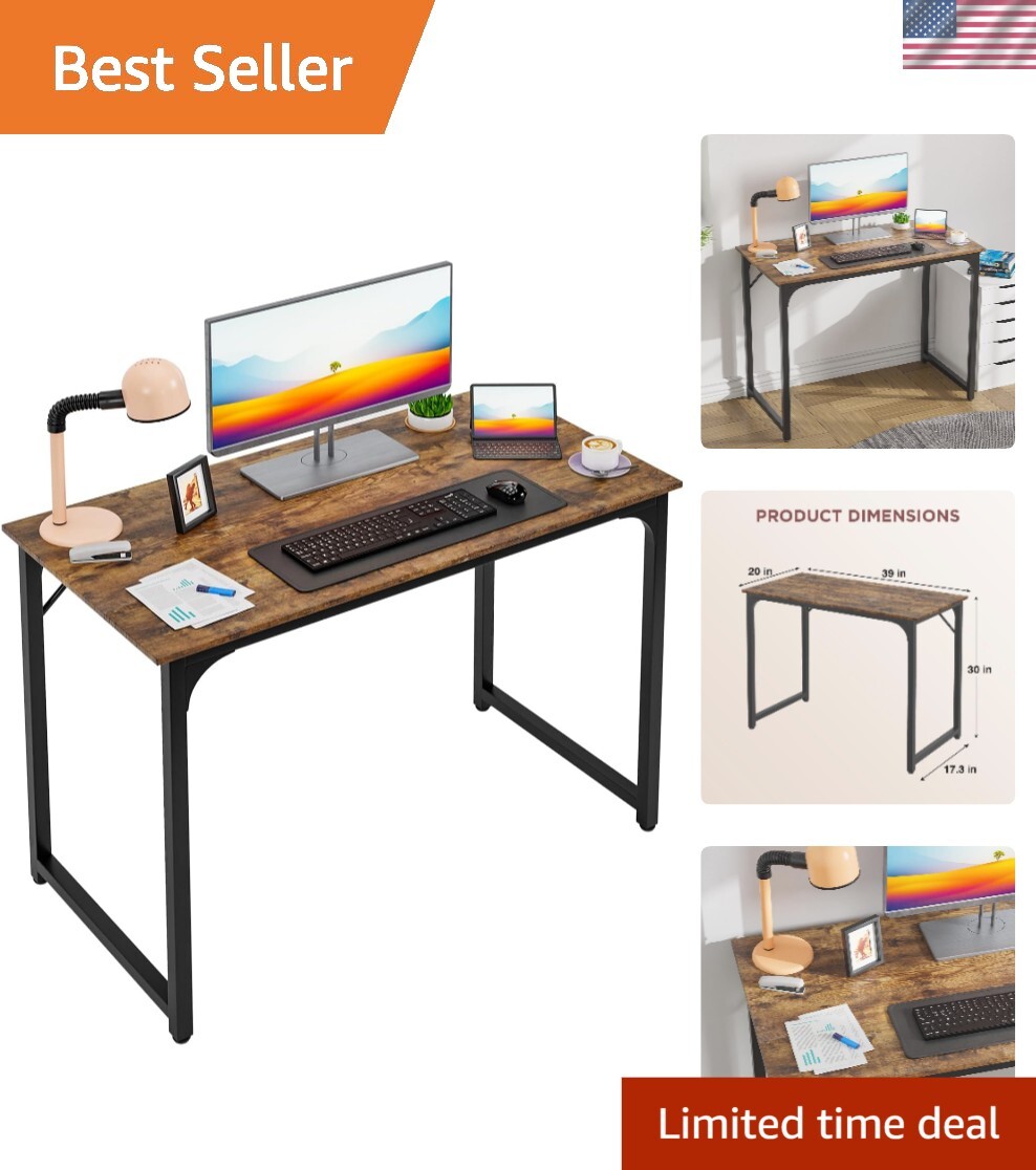 Compact & Elegant 39 Inch Computer Desk for Home Office - Adjustable Feet Design gallery