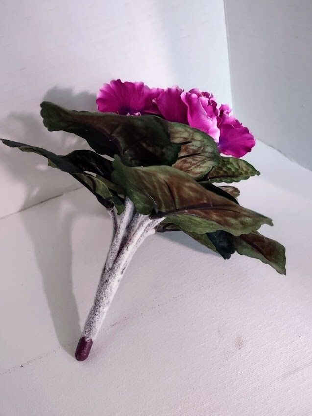 9" Artificial African violet (Fuchsia) without pot gallery