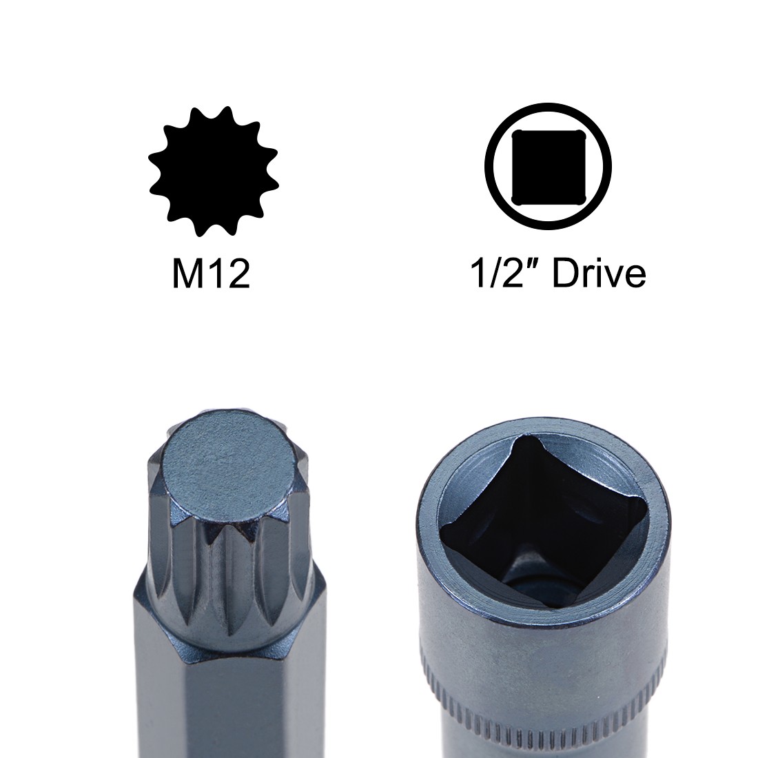 1/2" Drive M12 Triple Square Spline Bit Socket for Repair Metric 4" Length gallery