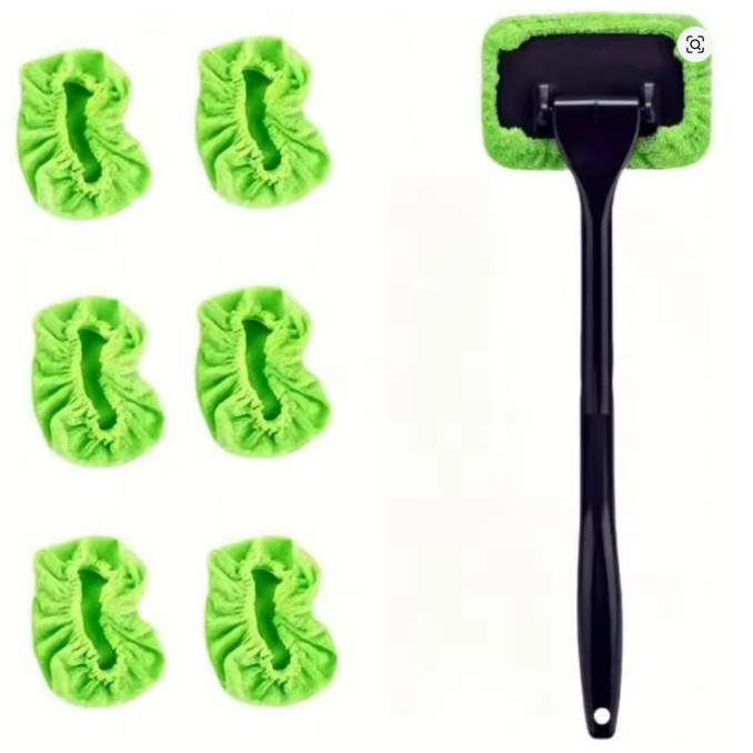 Car Interior Windshield Cleaner Telescopic Window Glass Wiper Microfiber Pads gallery