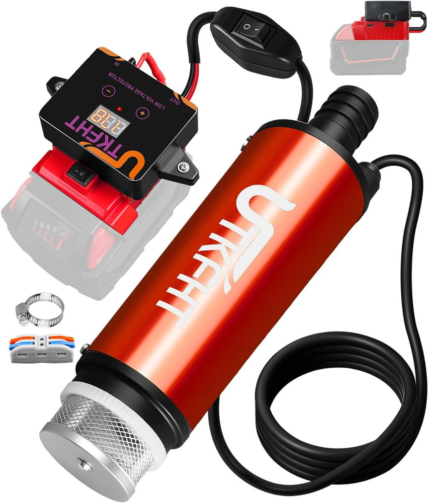 Mini Water Pump Compatible with Milwaukee 18V Battery, 500GPH Draw Water Pump wi