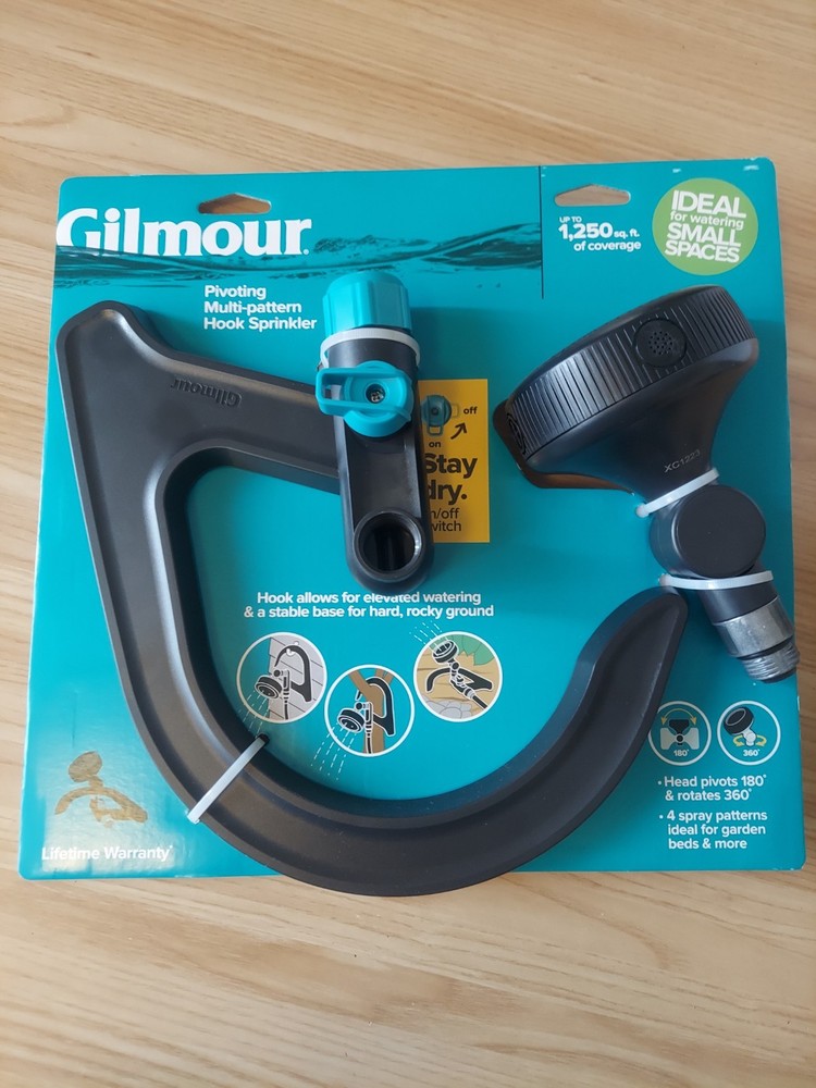 4 Pack Gilmour Pivoting Multi-pattern Sprinkler Hook with on and off Switch !!!